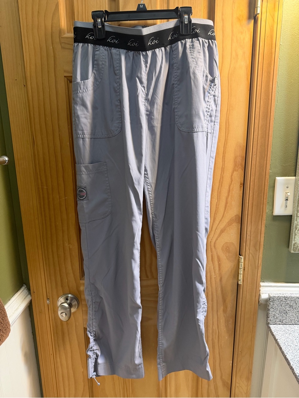 koi Light Gray Scrub Pants with Elastic Logo Waistband